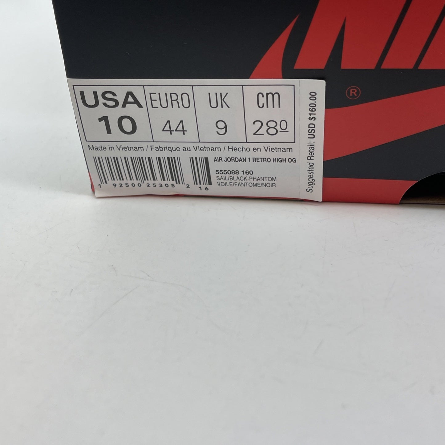 Size 10 - Air Jordan 1 Retro OG High Phantom White Red Suede (555088-160)