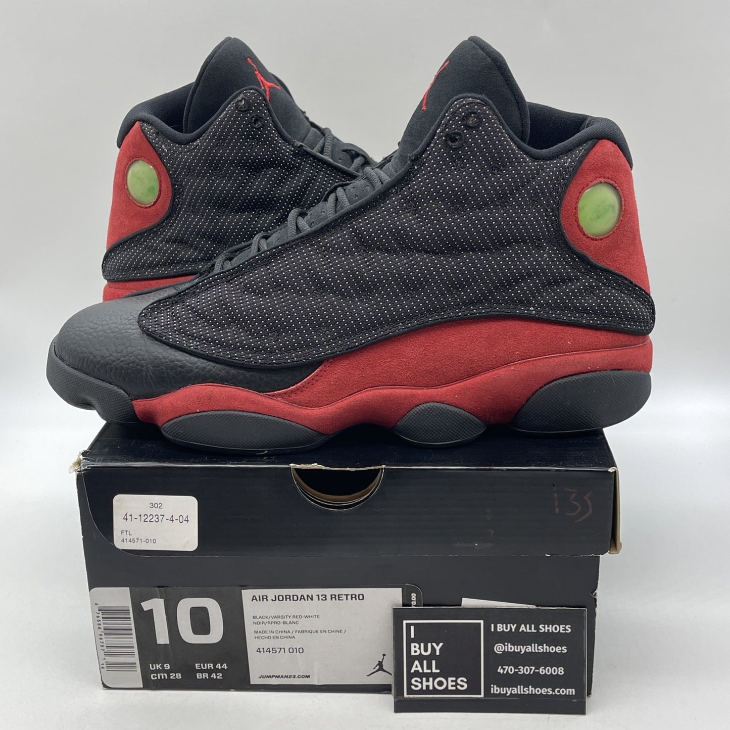 Size 10 - Air Jordan 13 Retro 2013 Bred Red Black Leather (414571-010)