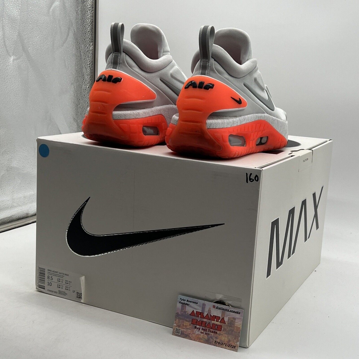 Size 8.5 - Nike Adapt Auto Max Infrared Grey White Orange (CI5018-002)