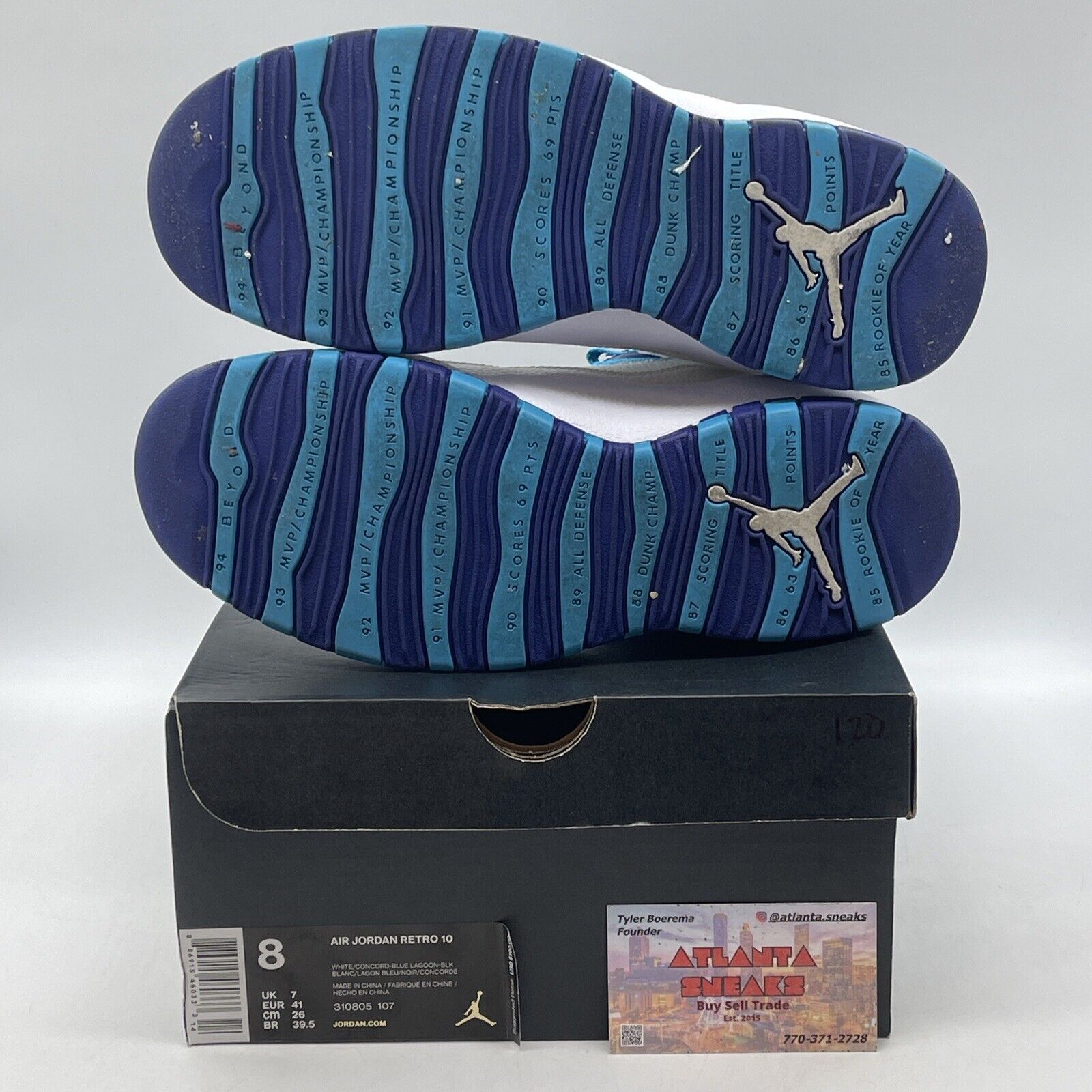 Size 8 - Air Jordan 10 Retro Charlotte Hornets White Purple Leather (310805-107)