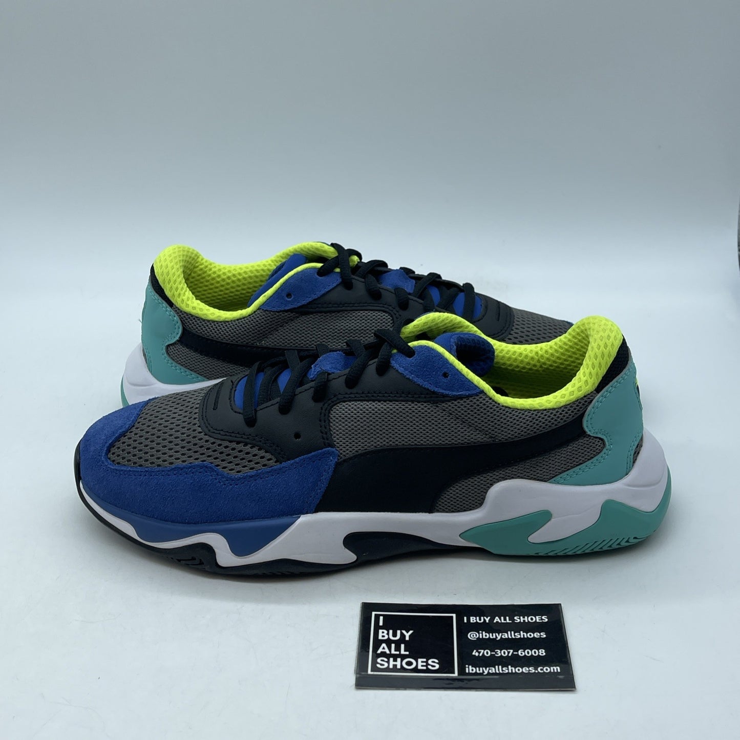 Size 9 - PUMA Storm Origin Blue Black Grey Blue Suede Leather (369770-01)