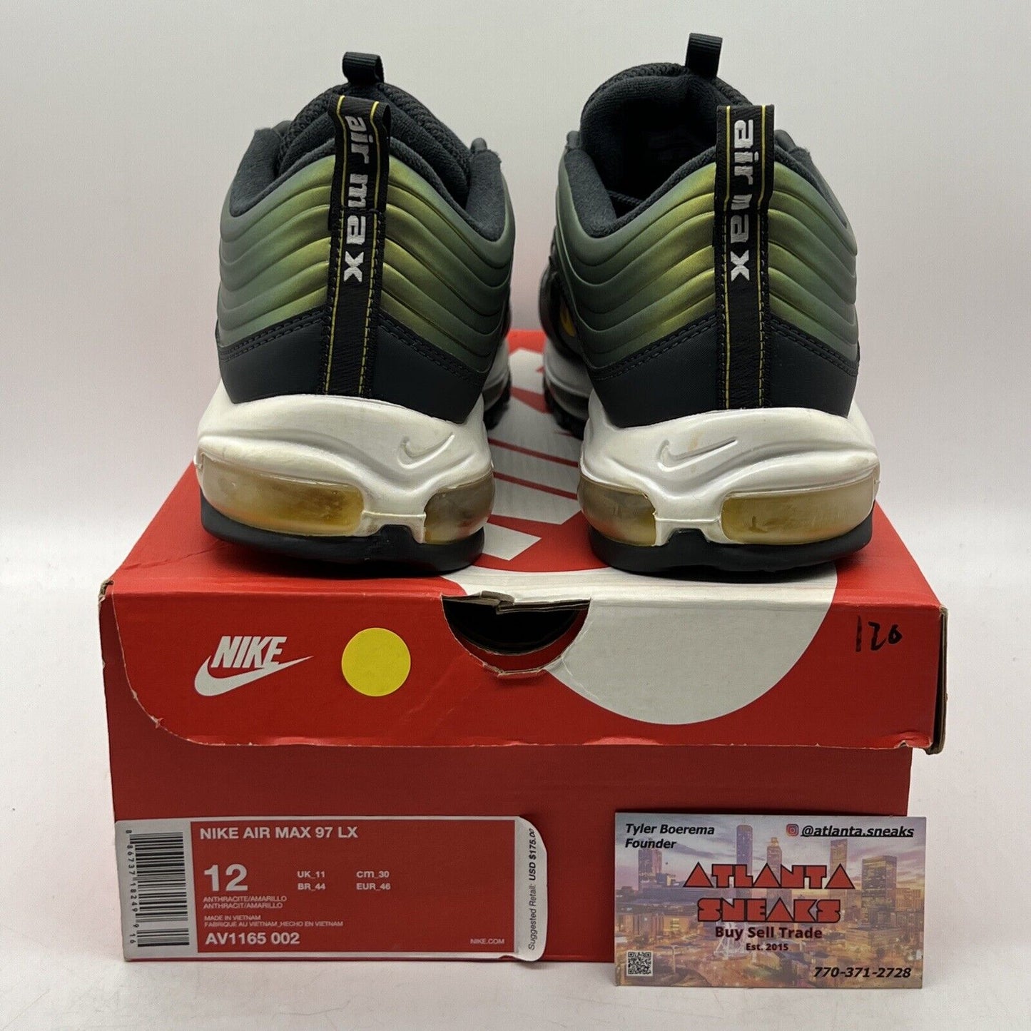 Size 12 - Nike Air Max 97 LX Anthracite Amarillo Blue Green White (AV1165-002)