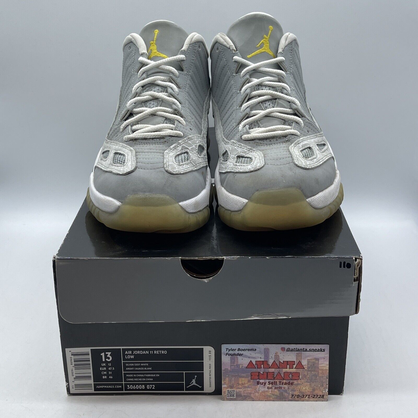 Size 13 - Air Jordan 11 Low Silver White Suede Leather (306008-072)