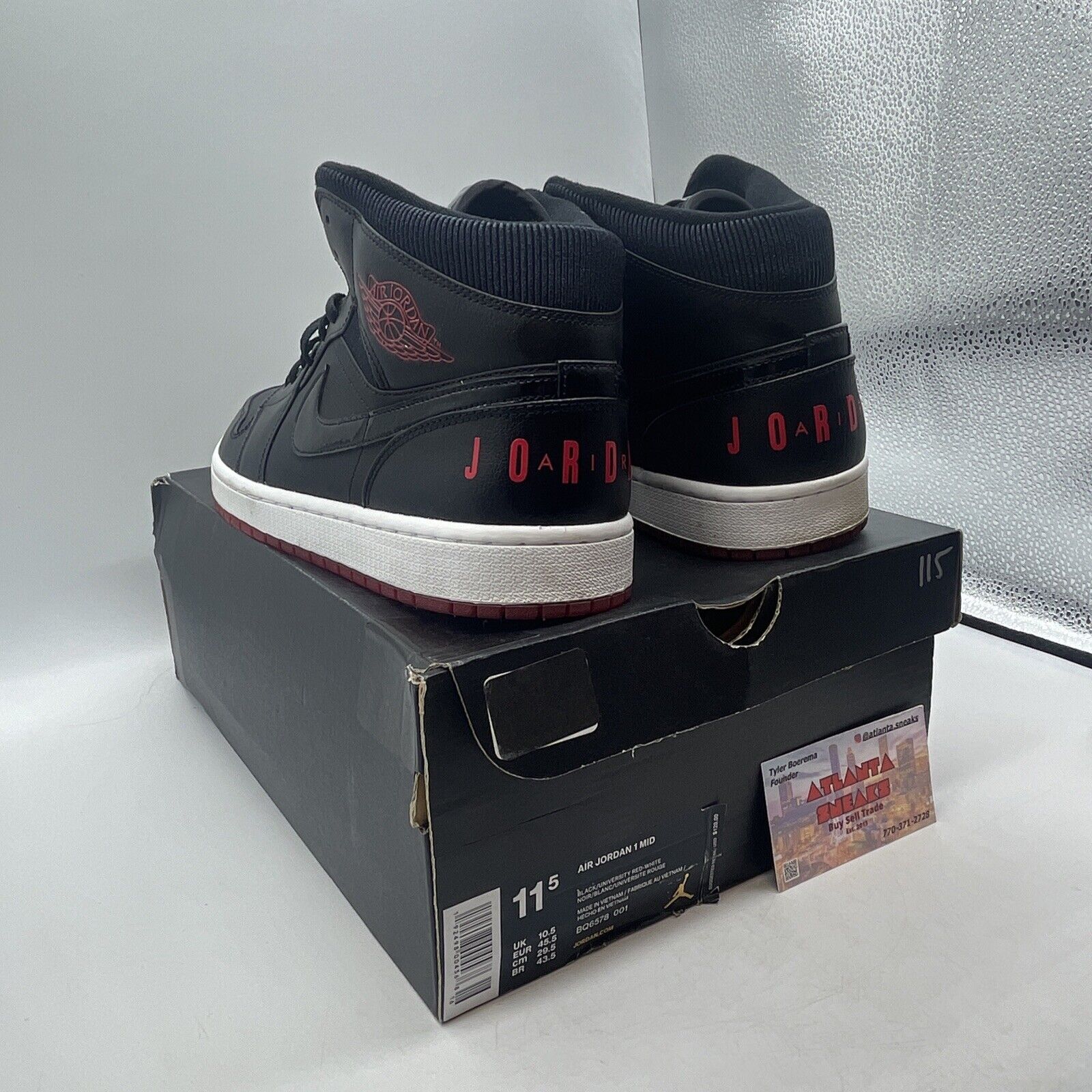 Size 11.5 - Air Jordan 1 Retro Mid Bred Black Red White (BQ6578-001)