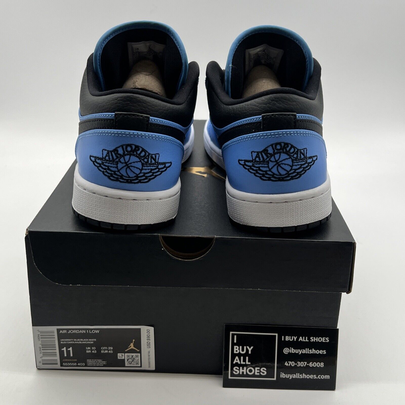 Size 11 - Air Jordan 1 Low University Blue Black (553558-403)