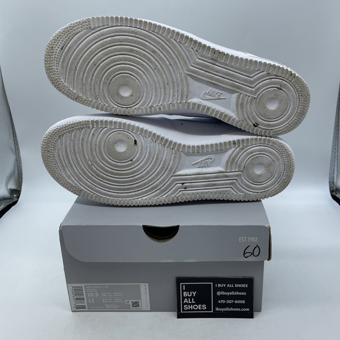 Size 10.5 - Nike Air Force 1 '07 Low Triple White (CV2288-111)