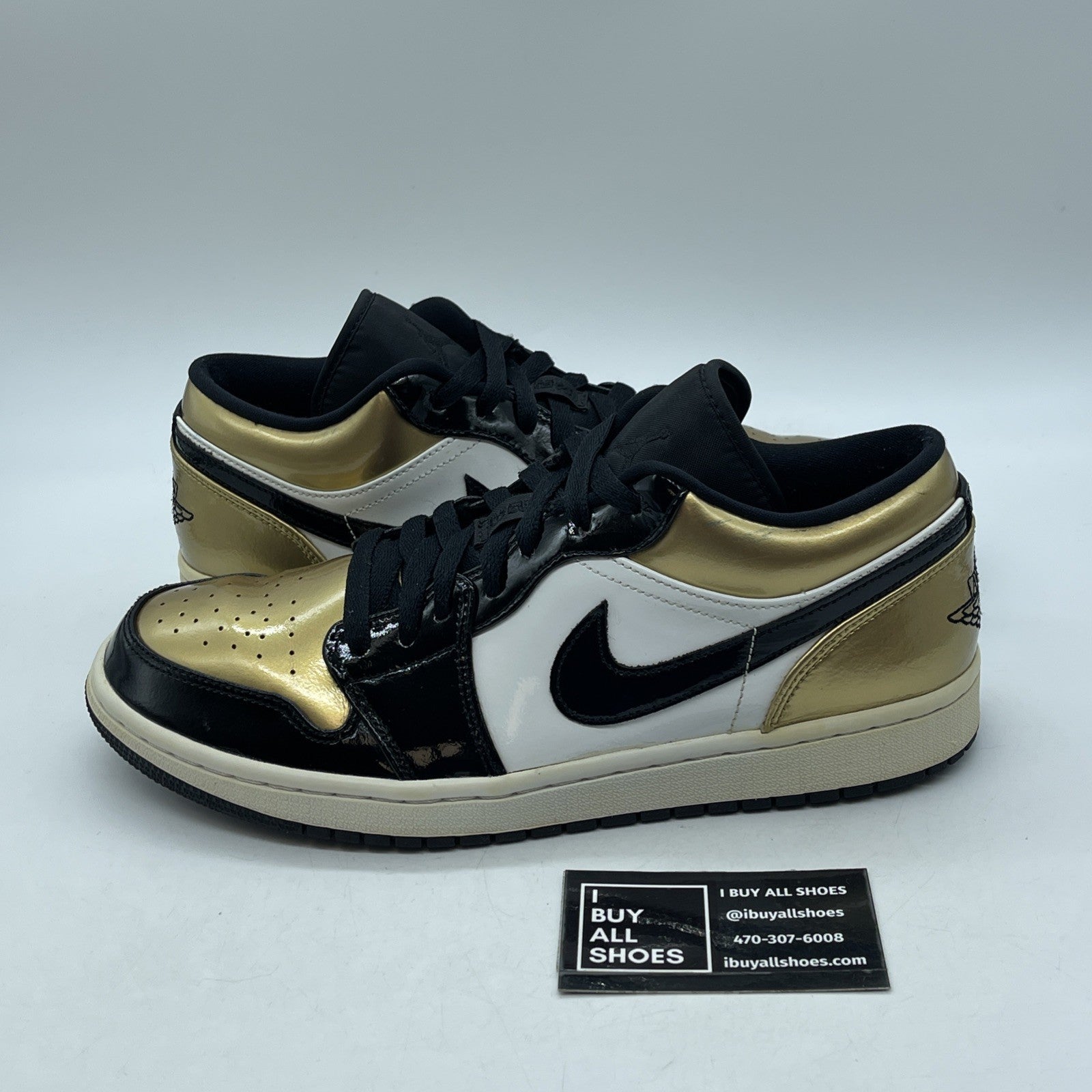 Size 10 - Air Jordan 1 Low Gold Toe Black White Leather (CQ9447-700)