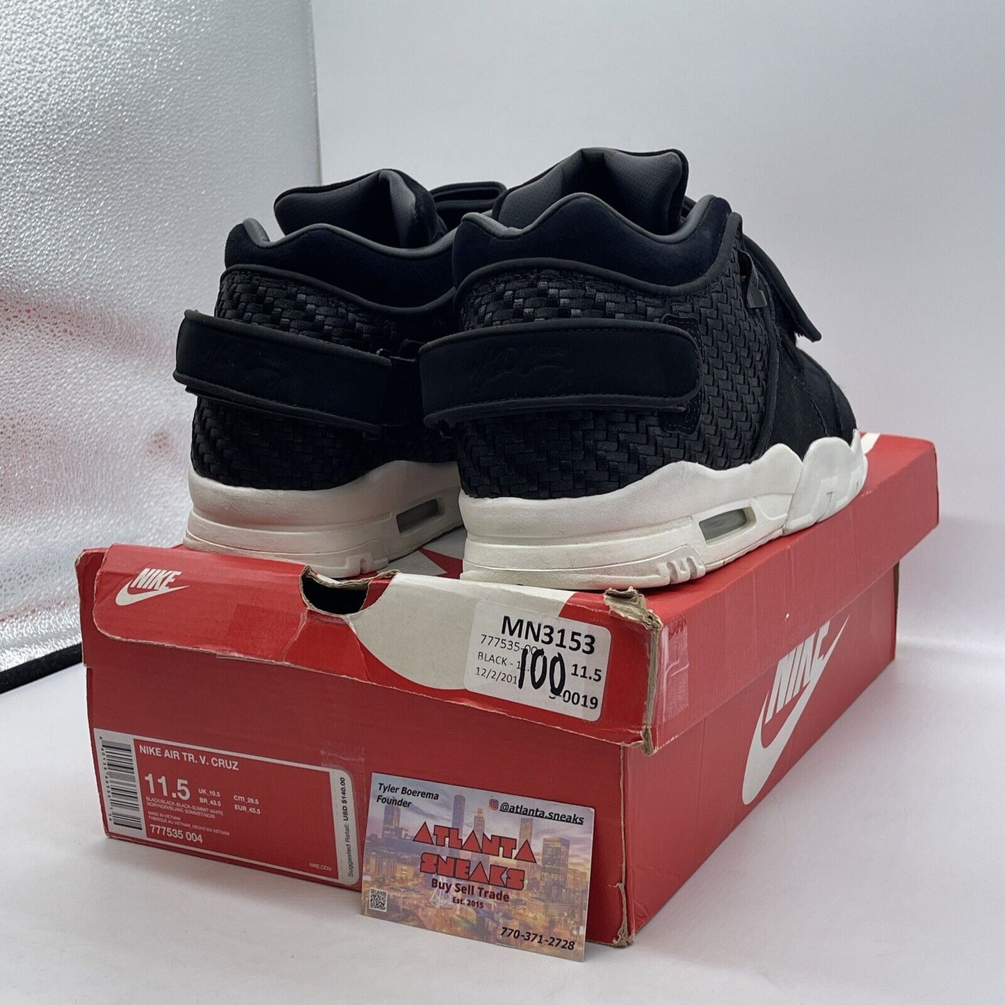 Size 11.5 - Nike Air Trainer Cruz Black Suede White (777535-004)