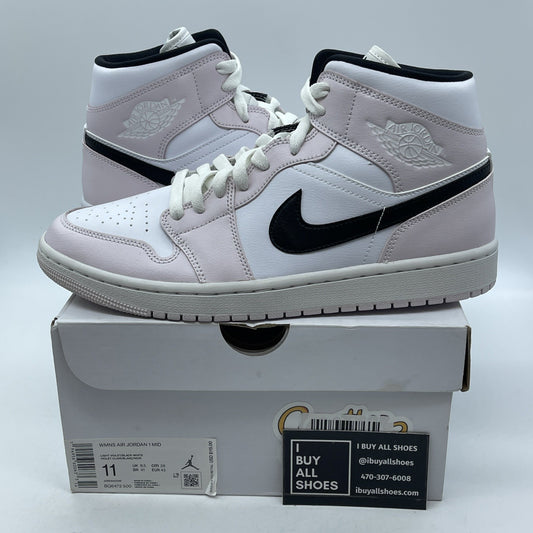 Size 11W - Air Jordan 1 Mid Barely Rose White Black Leather (BQ6472-500)
