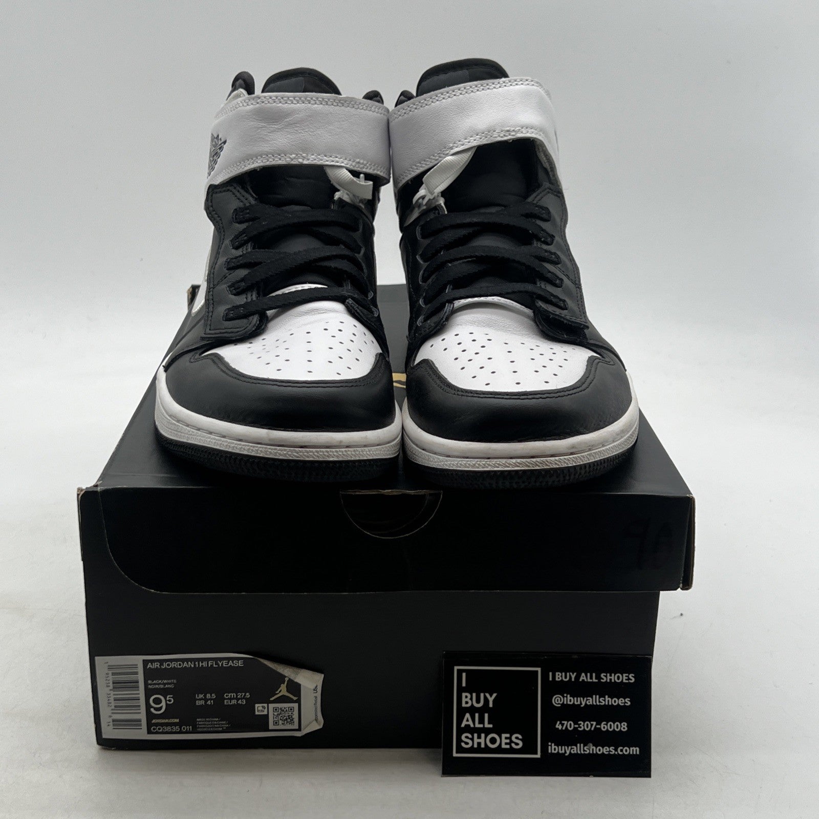 Size 9.5 - Air Jordan 1 FlyEase High Black White (CQ3835-011)