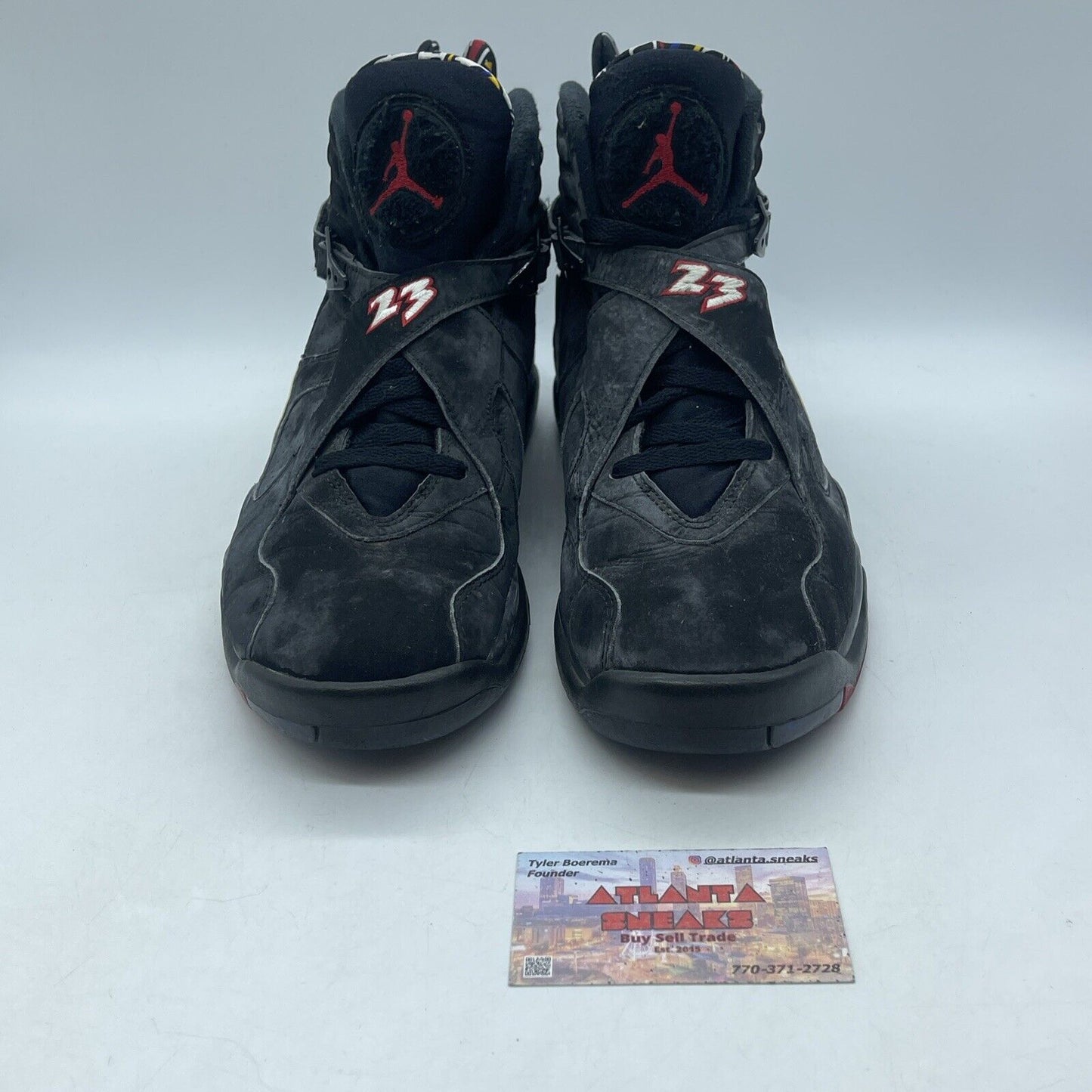 Size 10 - Air Jordan 8 Retro 2013 Playoff Black Suede White Red (305381-061)