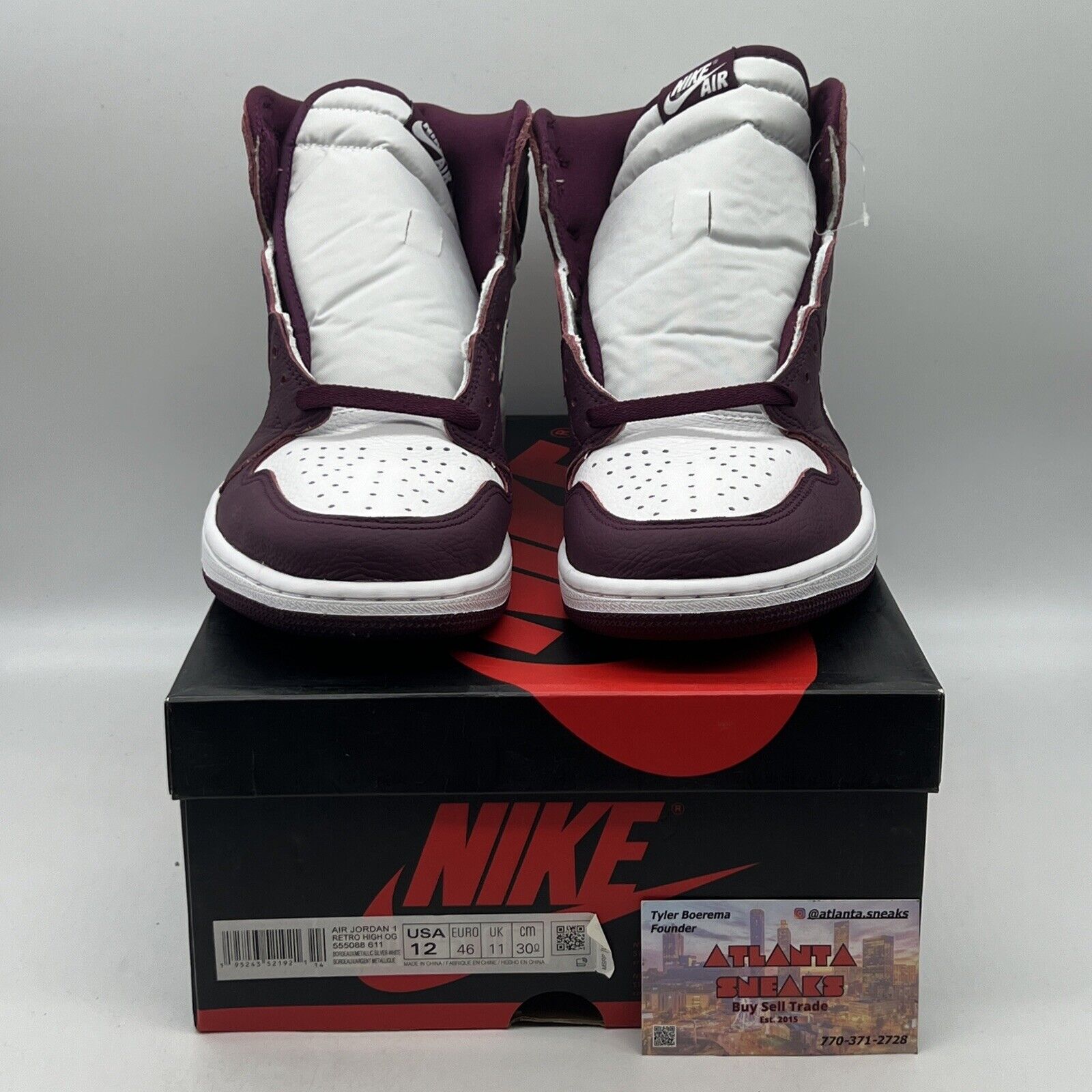 Size 12 - Jordan 1 Retro High OG Bordeaux Brand New Og All