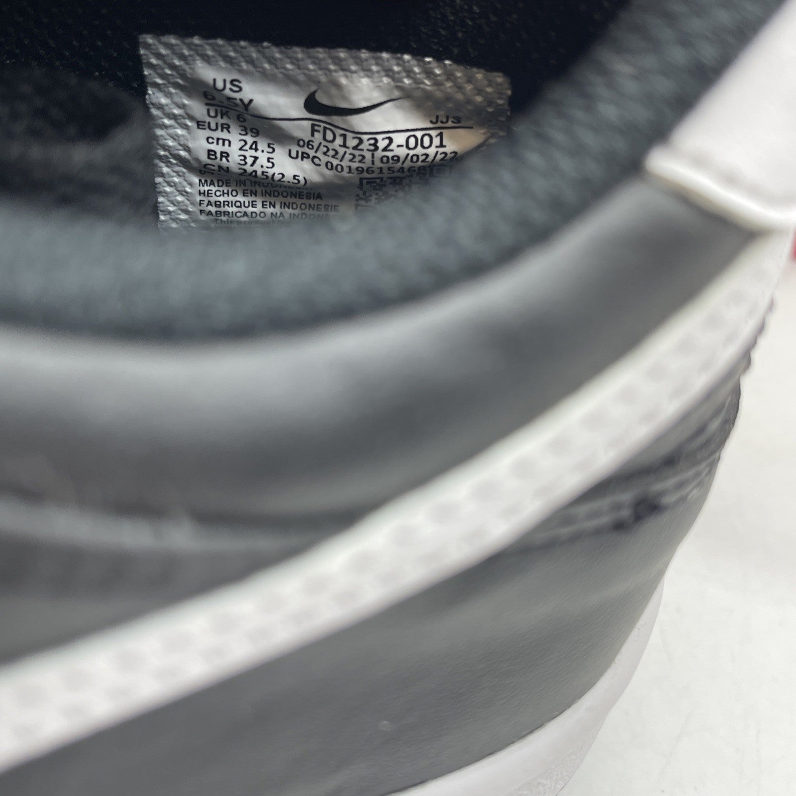 Size 6.5Y - Nike Dunk Low 'Black Panda 2.0' Black White Leather (DV0831-002)