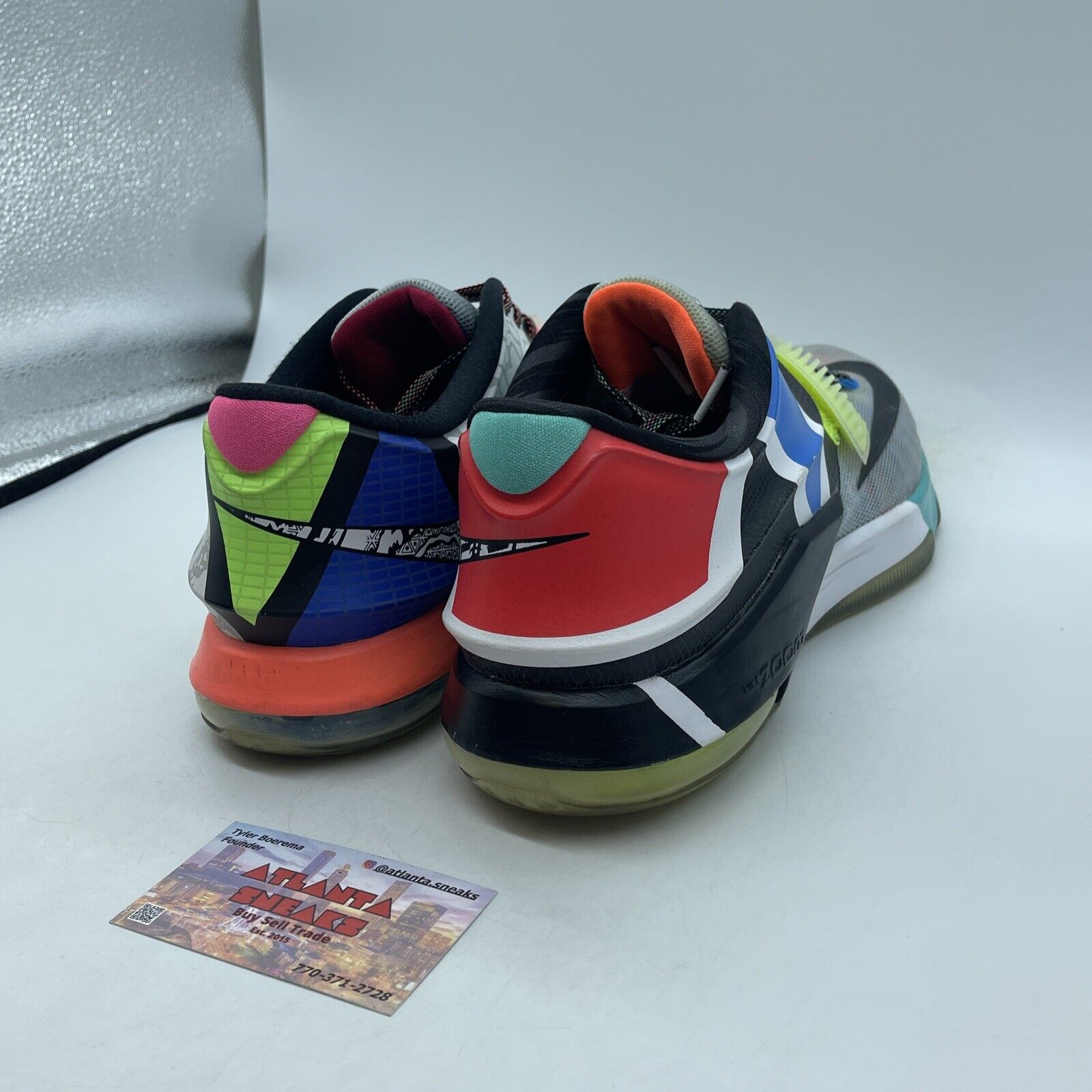 Size 10 - Nike KD 7 What The KD Pink Blue Green White Grey Leather (801778-944)
