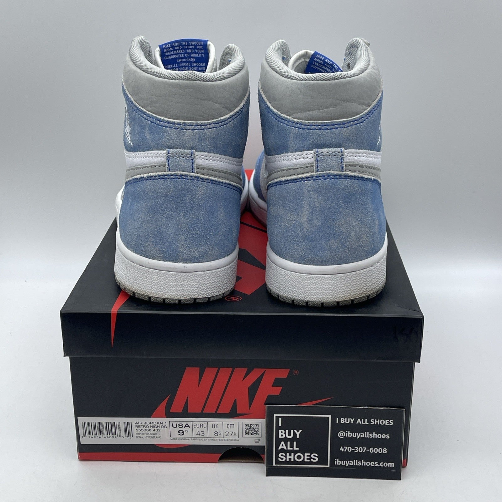 Size 9.5 - Air Jordan 1 Retro OG High Hyper Royal (555088-402)
