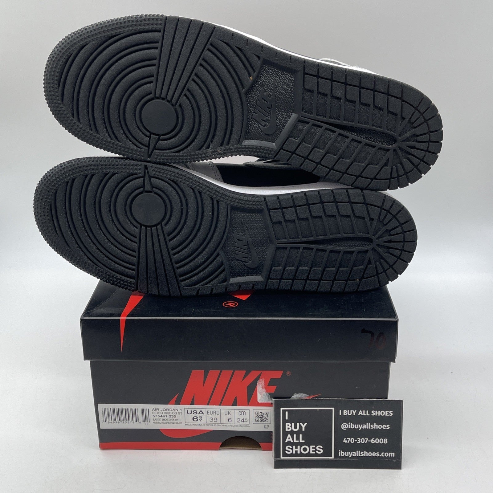 Size 6.5Y - Jordan 1 Retro OG High Shadow 2.0 Grey Black Suede (575441-035)