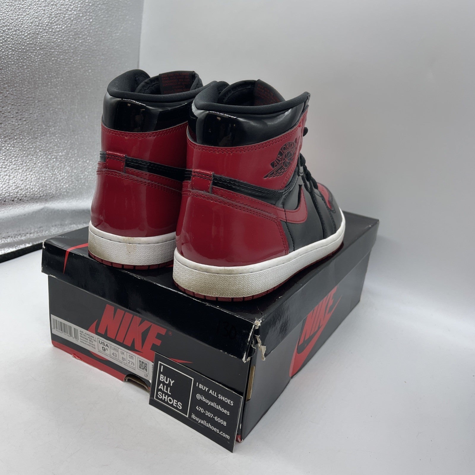 Size 9.5 - Air Jordan 1 Retro OG High Patent Bred (555088-063)