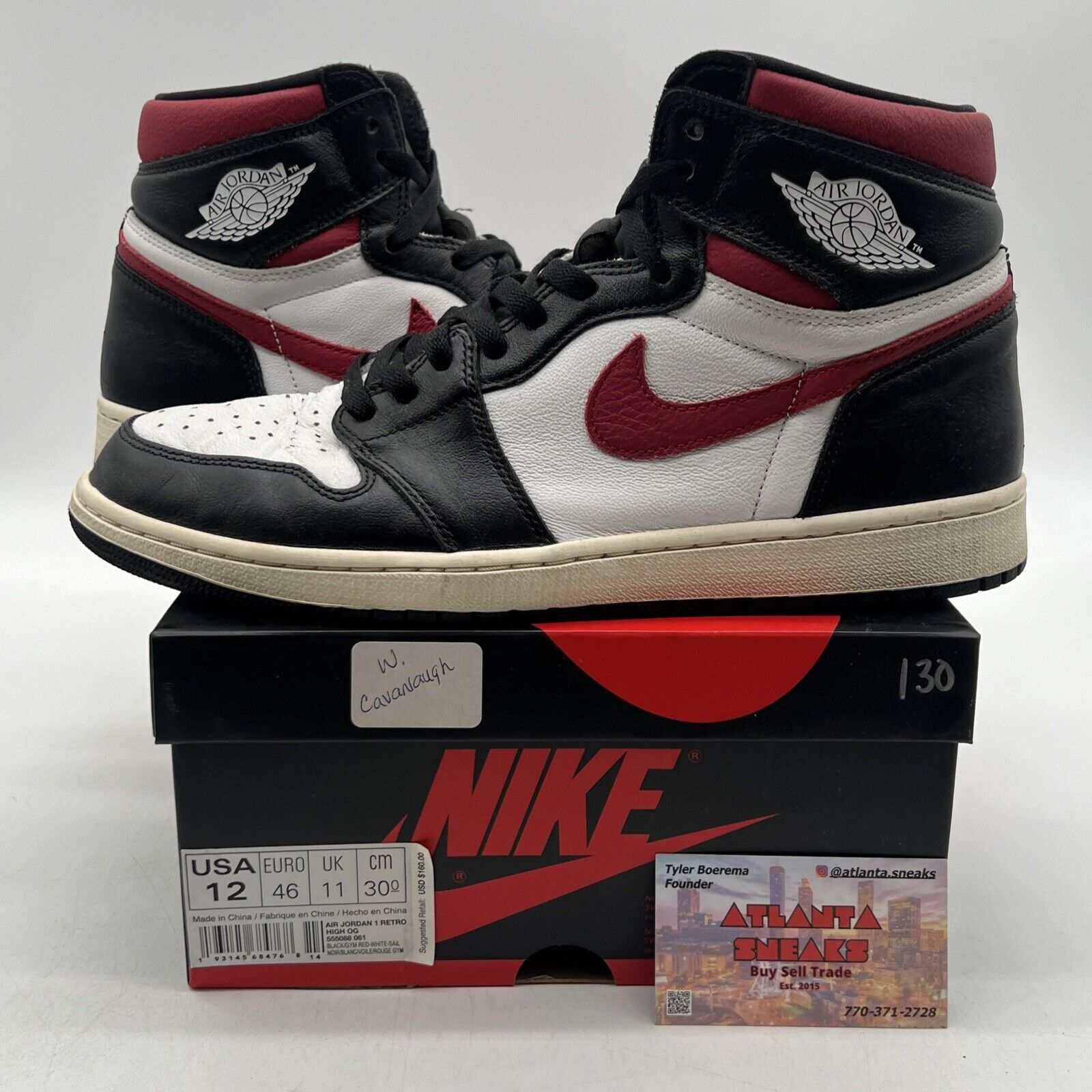 Size 12 - Jordan 1 Retro High OG Gym Red 2019 Black Red White (555088-061)