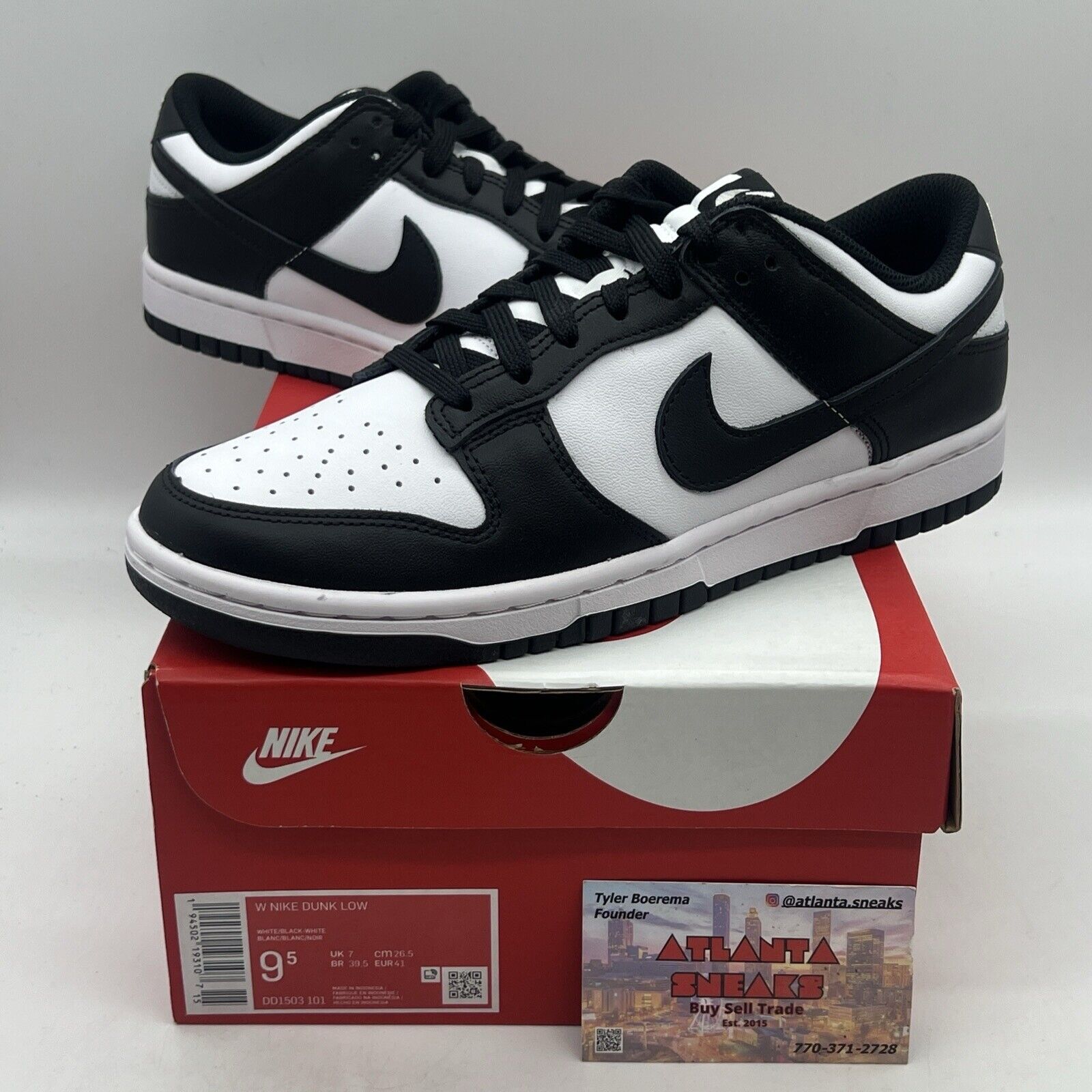 Size 9.5 - Nike Dunk Low Black White Brand New Og All White Black DS Never Worn