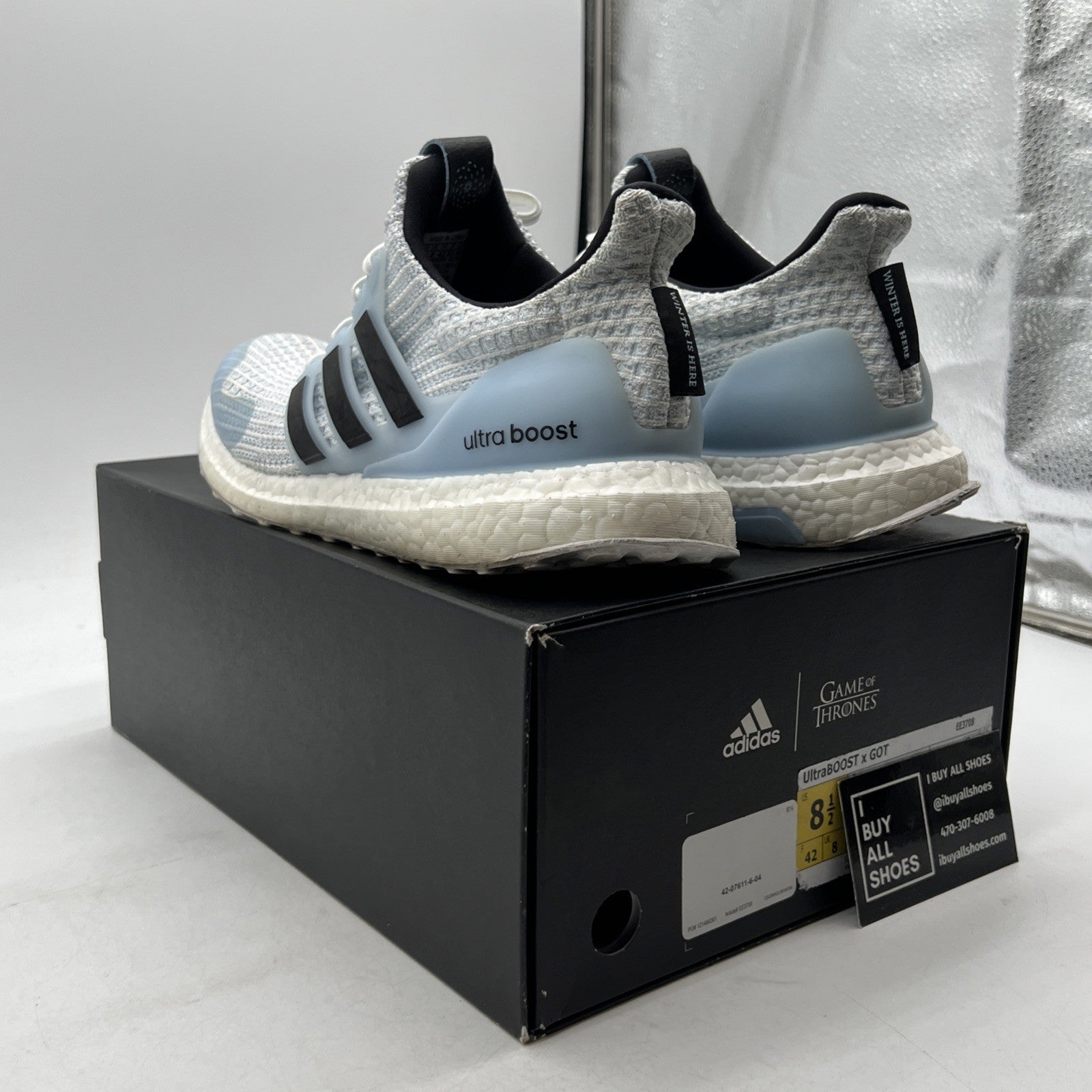 Size 8.5 - adidas Game Of Thrones x UltraBoost 4.0 White Walkers (EE3708)
