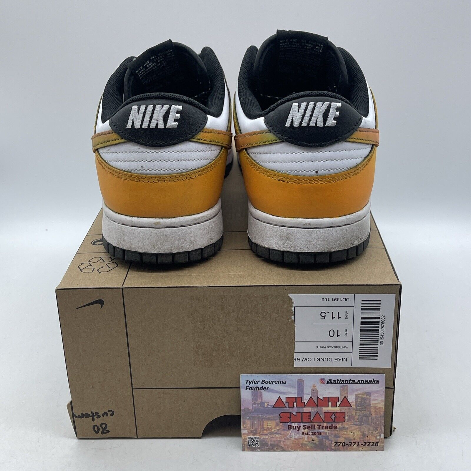 Size 10 - Nike Dunk Low Black White Yellow Pink Leather Custom* (DD1391-100)