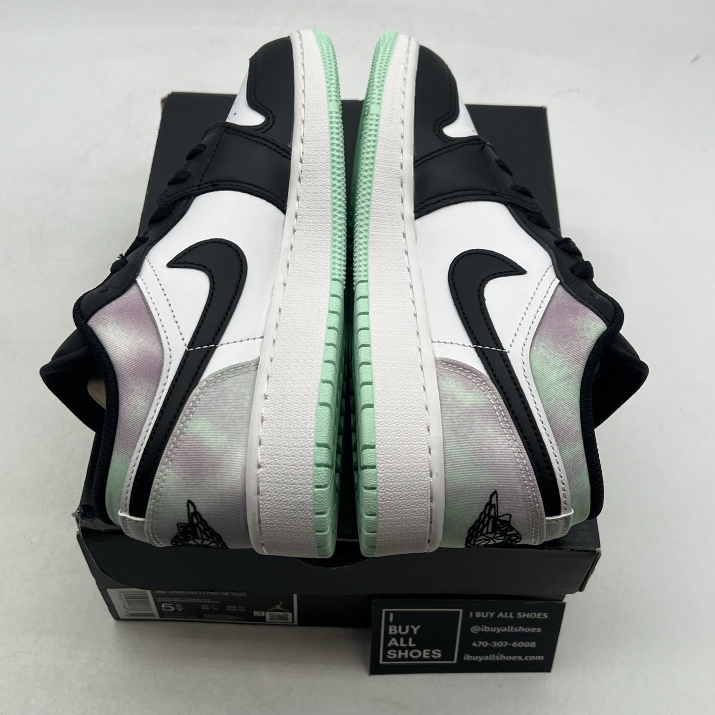 Size 5.5Y - Nike Air Jordan 1 Low SE Tie Dye White Mint Foam Youth (DQ2514-100)