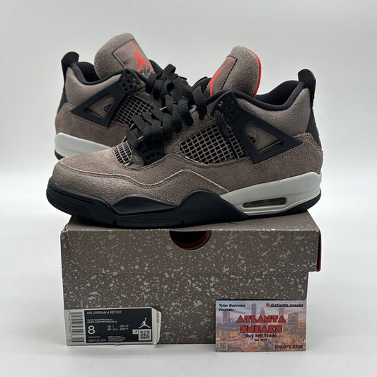 Size 8 - Jordan 4 Retro Mid Taupe Haze Infrared Brown Cracked Suede Red Black Og