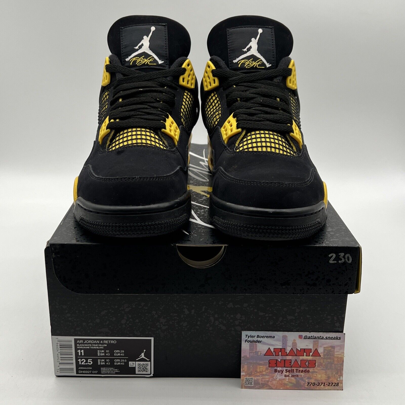 Size 11 - Jordan 4 Retro Mid Thunder Black Yellow Suede (DH6927-017)