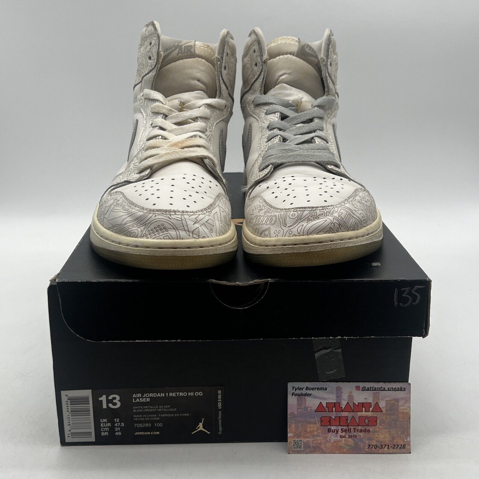 Size 13 - Air Jordan 1 Retro OG High Laser White Grey Leather (705289-100)