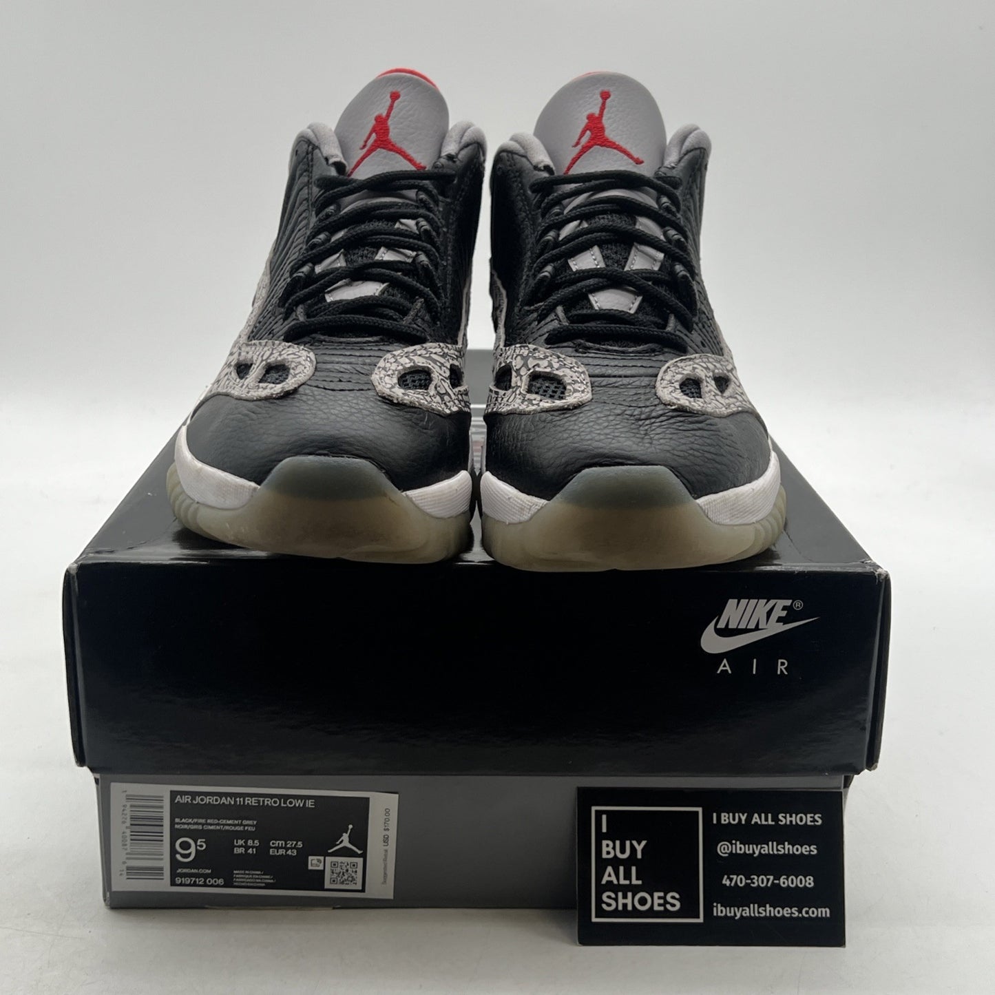 Size 9.5 - Air Jordan 11 Retro IE Low Black Cement (919712-006)