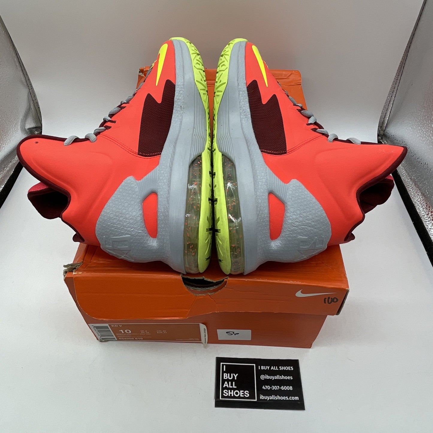 Size 10 - Nike KD 5 DMV Orange Green Leather (554988-610)