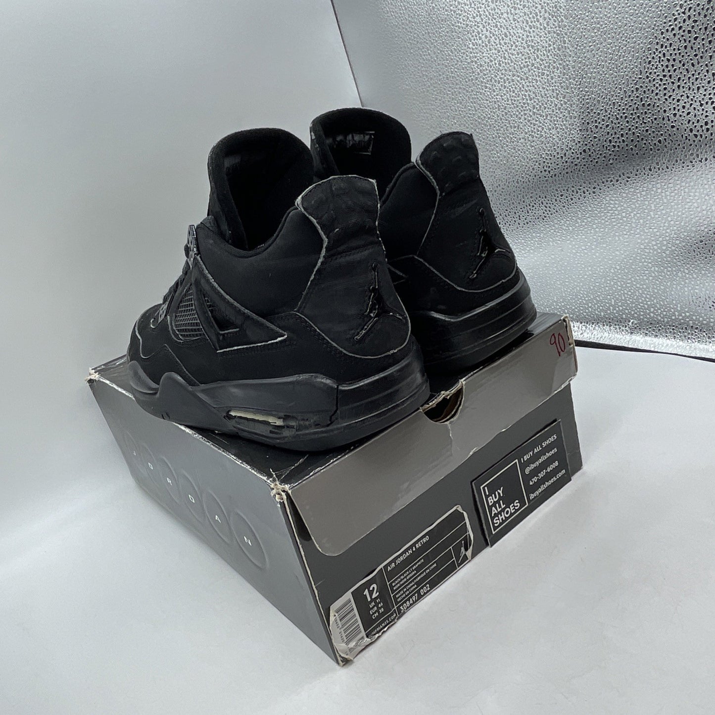 Size 12 - Air Jordan 4 Retro 2006 Black Cat (308497-002)