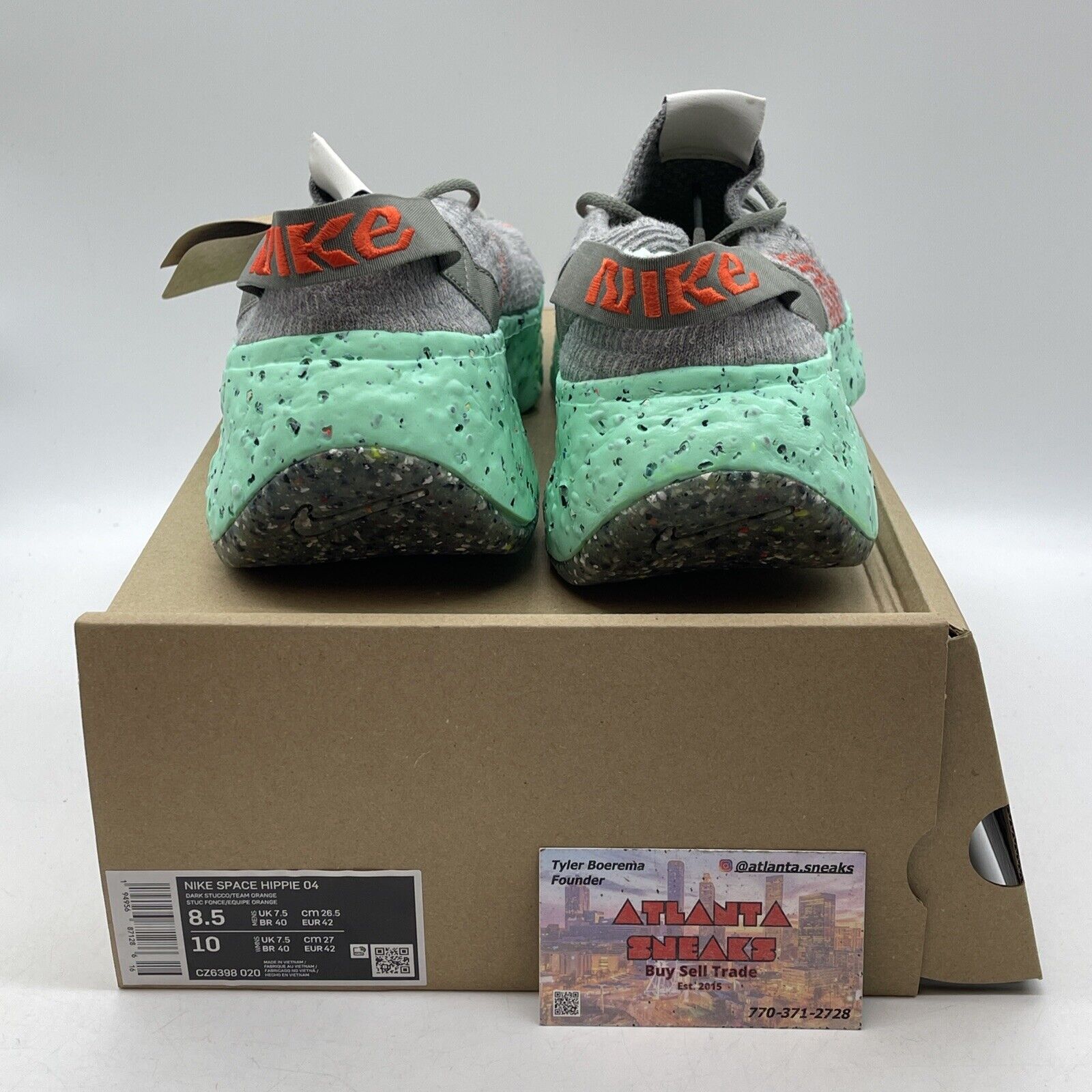 Size 8.5 - Nike Space Hippie 04 Green Glow Grey Orange Suede (CZ6398-020)