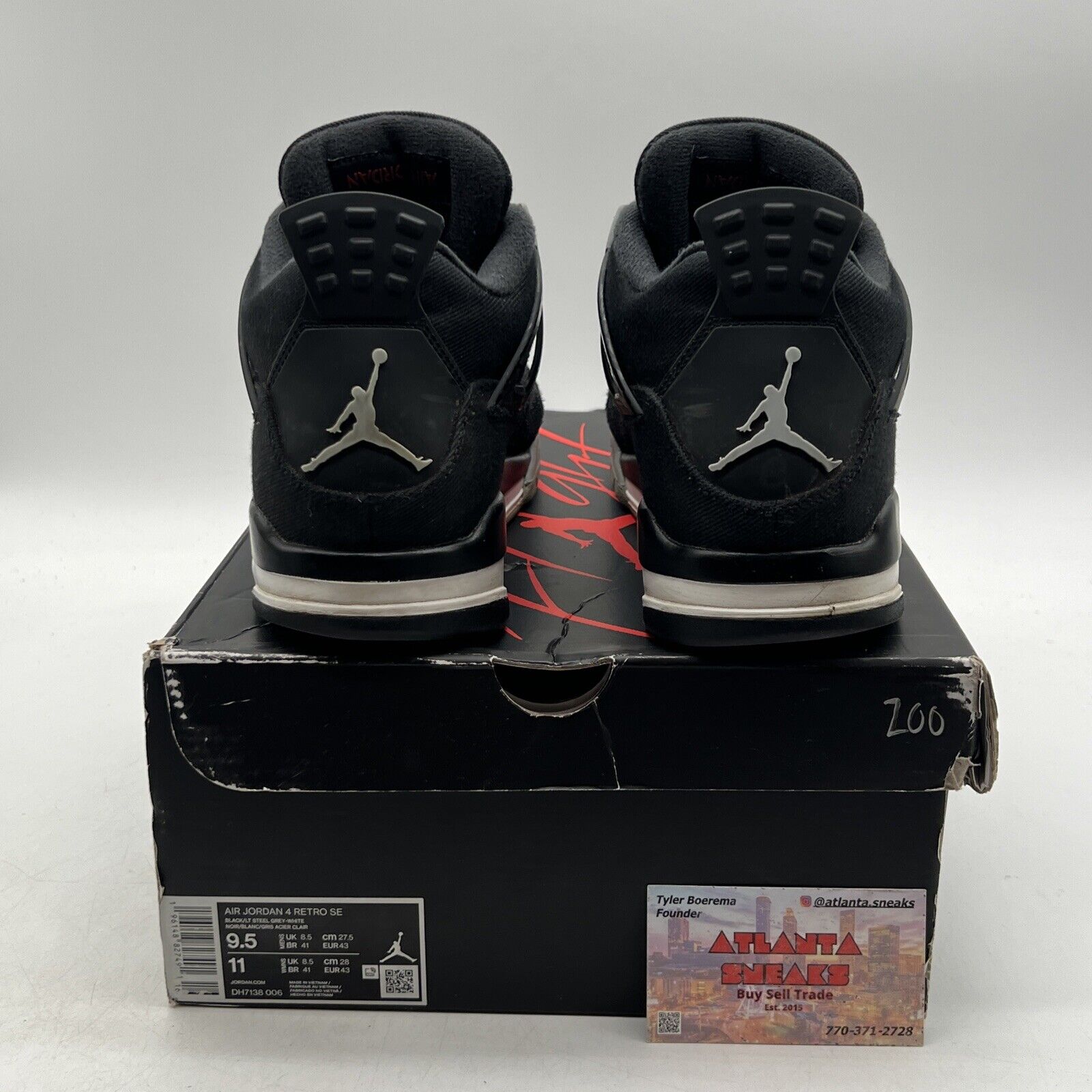 Size 9.5 - Jordan 4 Retro SE Mid Black Canvas (DH7138-006)