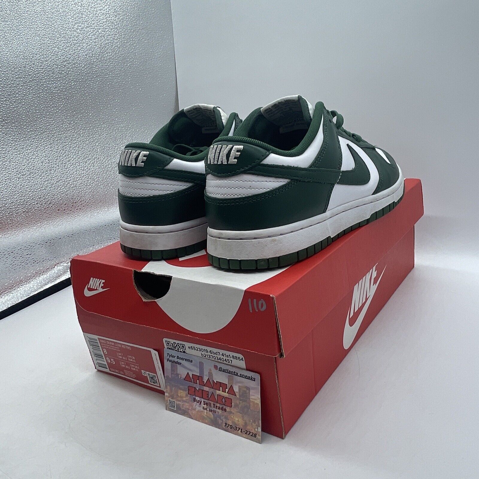 Size 8 - Nike Dunk Low Michigan State Green White Leather (DD1391-101)