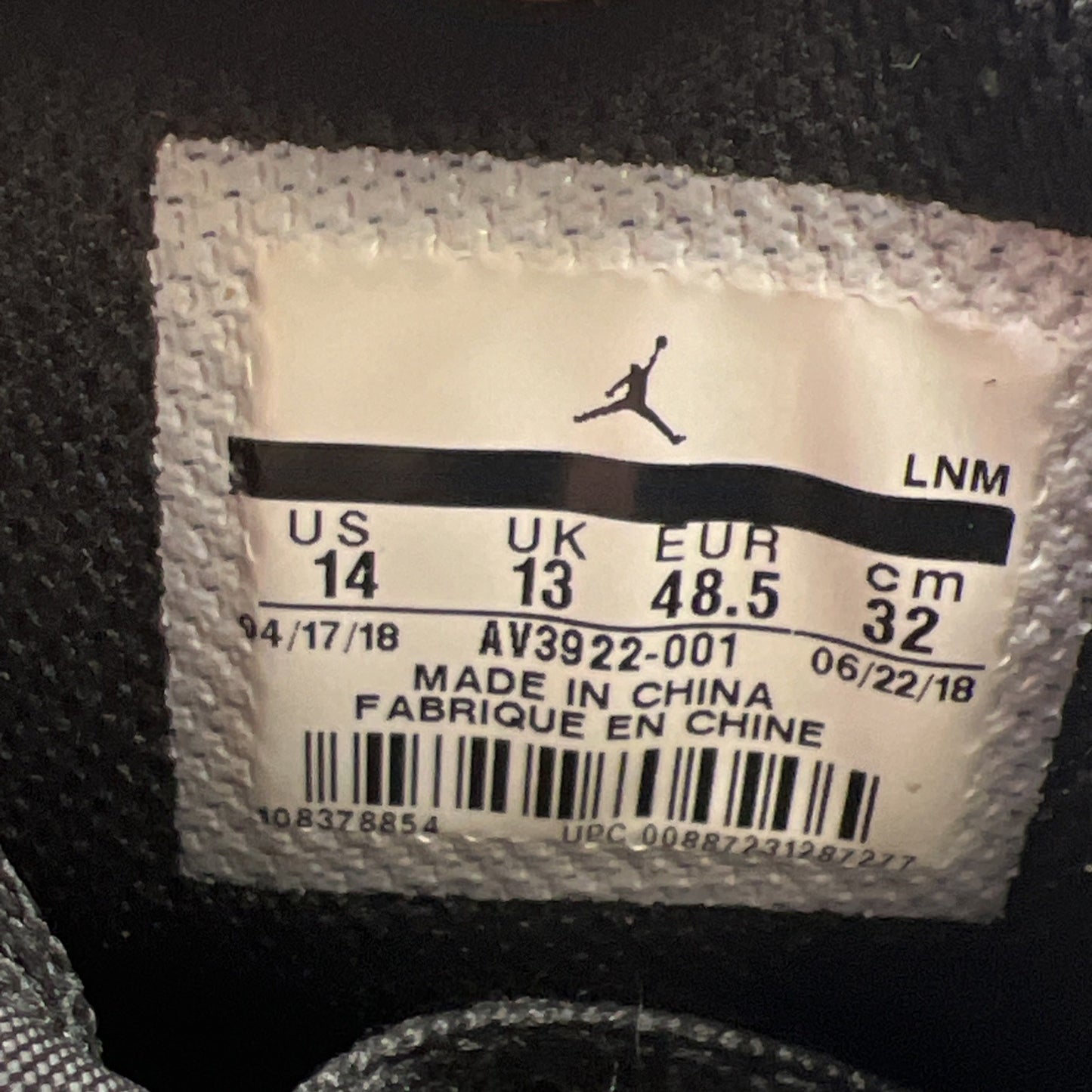 Size 14 - Air Jordan Legacy 312 Black Cement (AV3922-001)