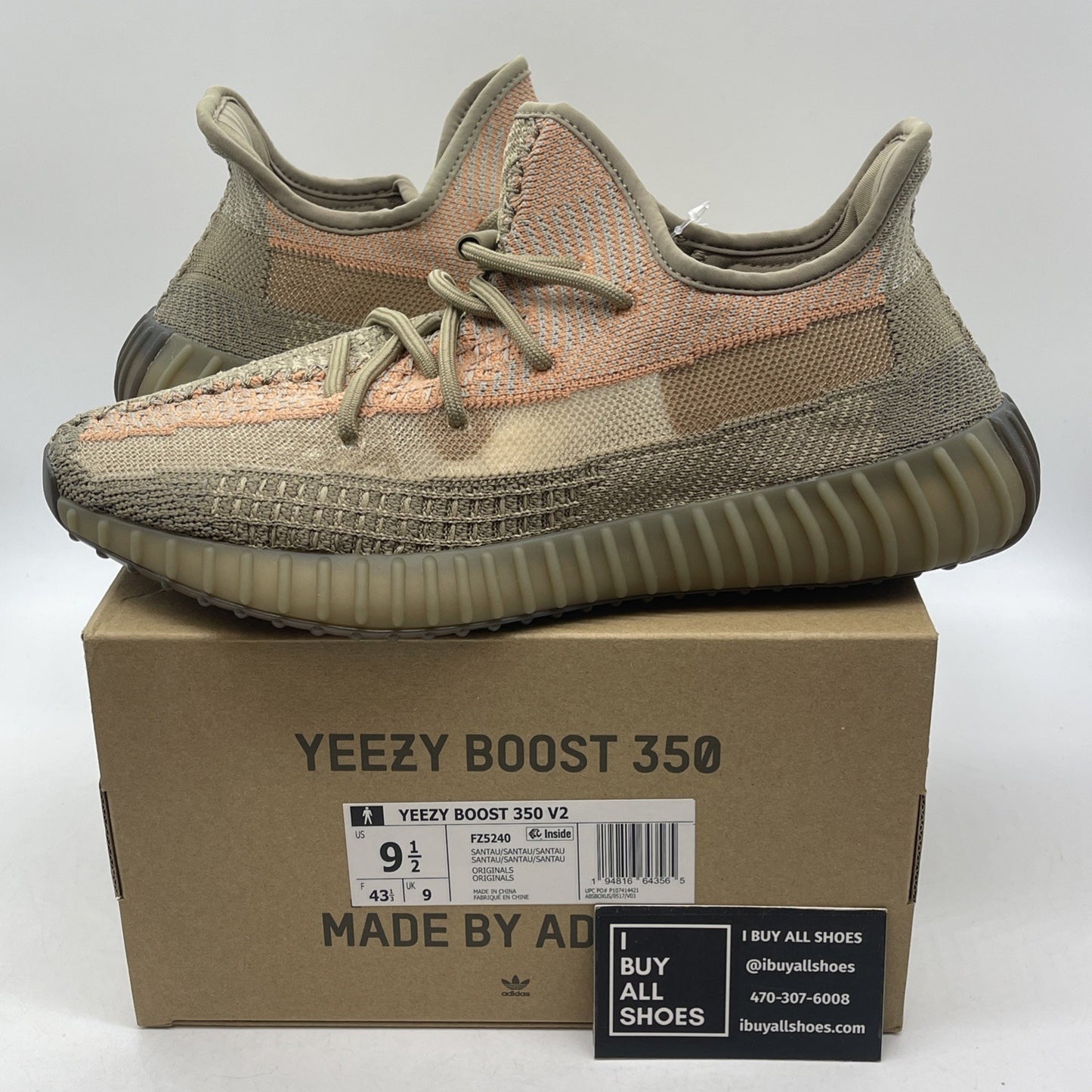 Size 9.5 - Adidas Yeezy Boost 350 V2 Sand Taupe Brown Suede (FZ5240)