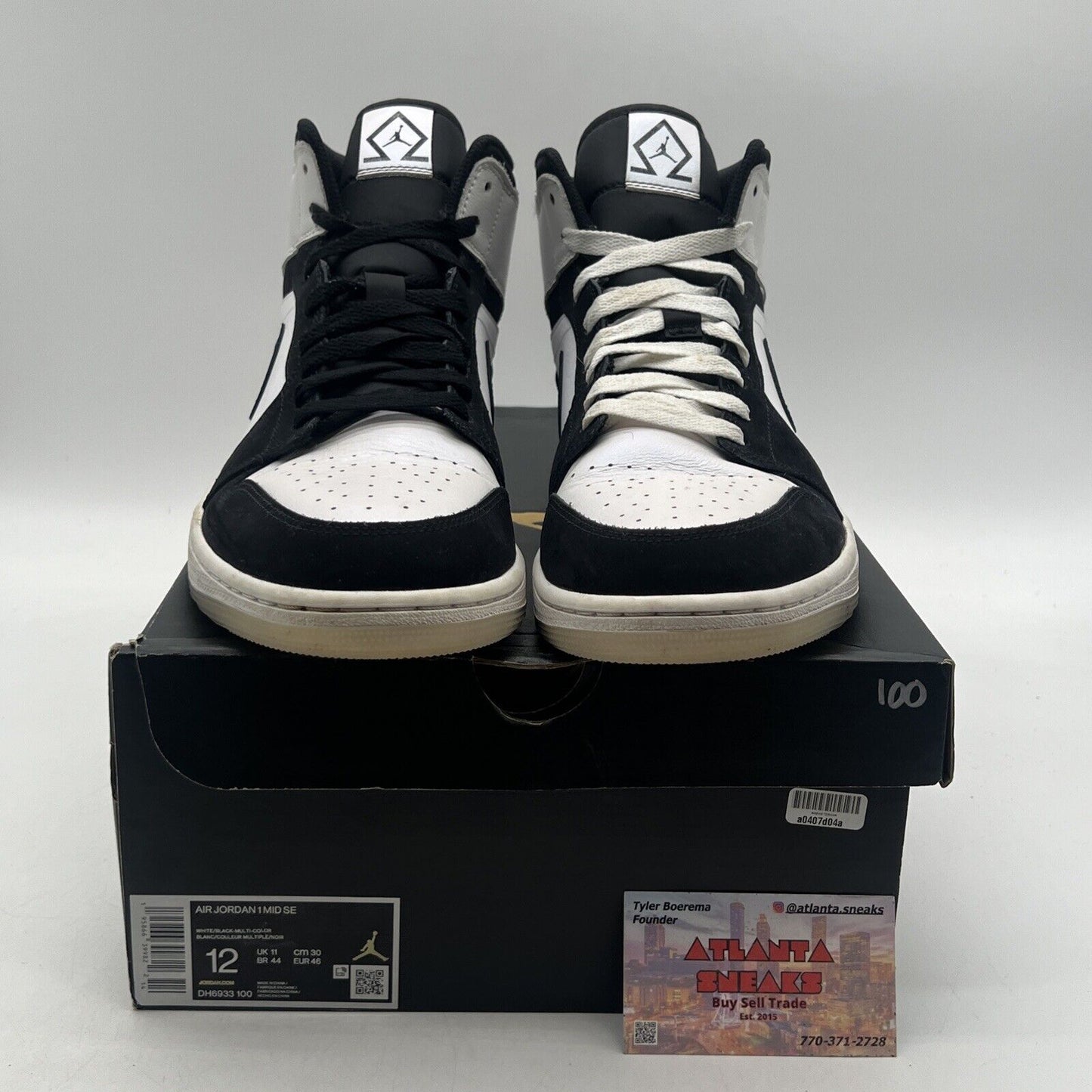 Size 12 - Jordan 1 Mid SE Diamond White Black Suede Leather (DH6933-100)