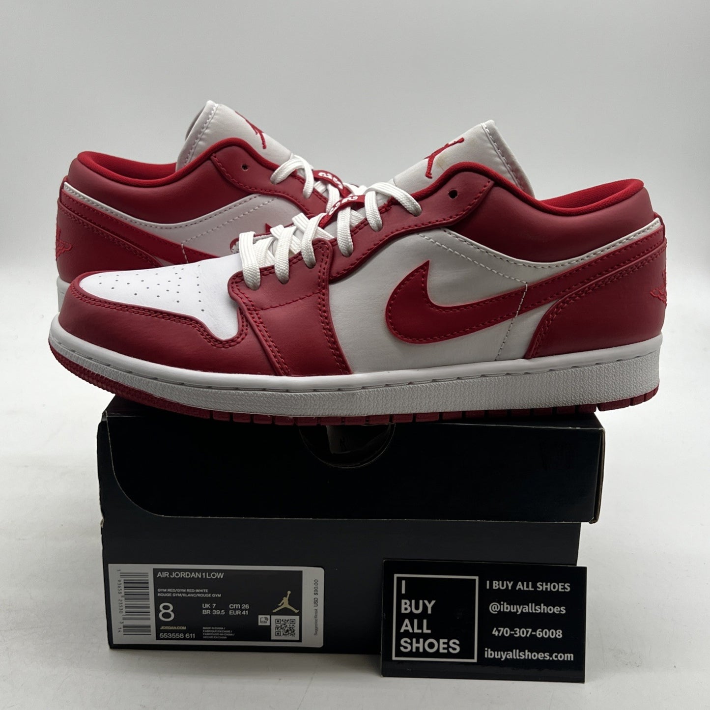 Size 8 - Air Jordan 1 Low Gym Red (553558-611)