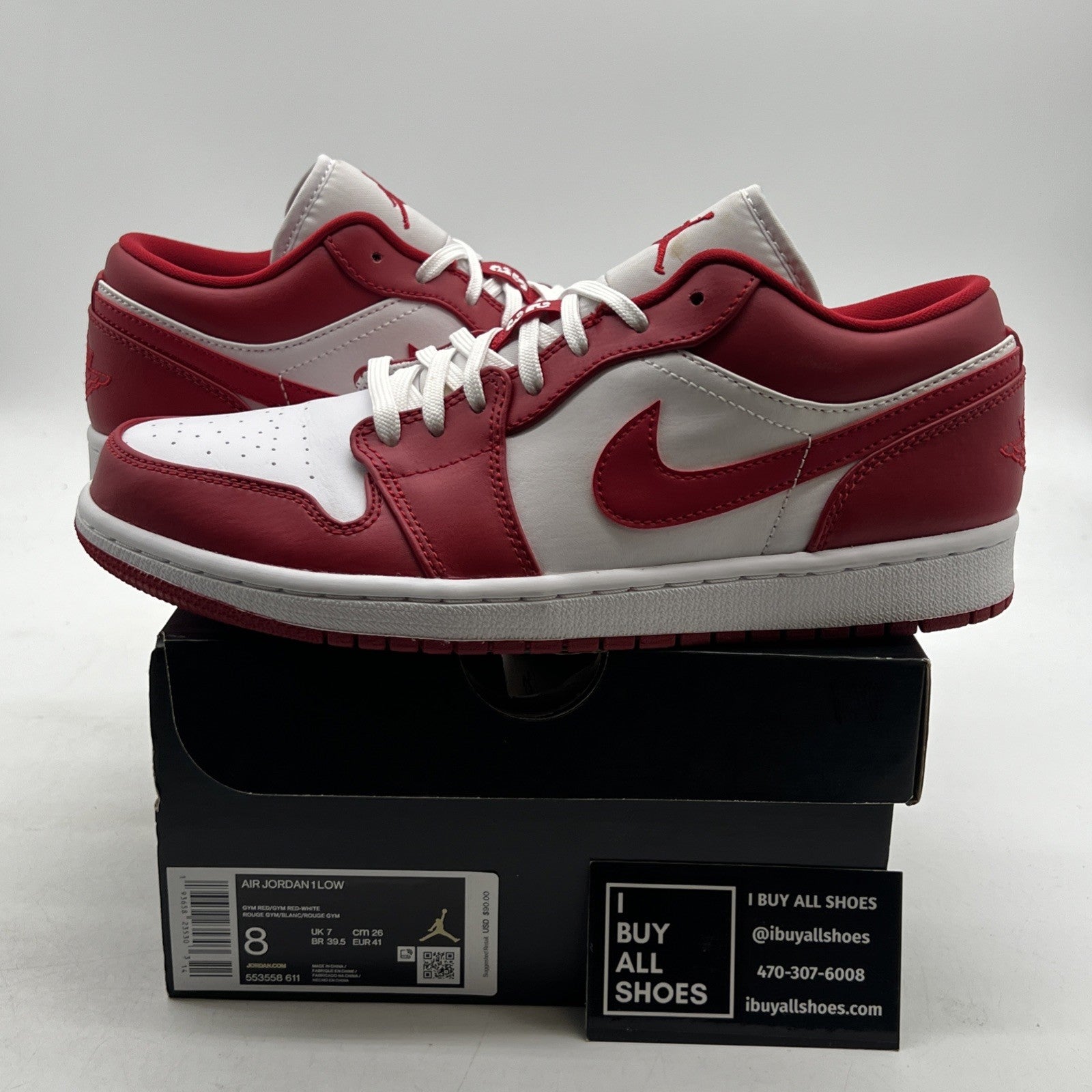 Size 8 - Air Jordan 1 Low Gym Red (553558-611)