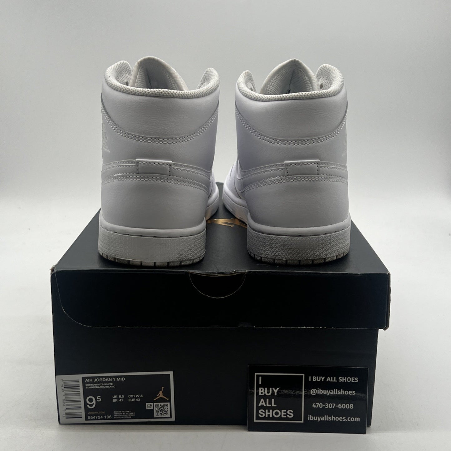 Size 9.5 - Air Jordan 1 Mid Triple White (554724-136)