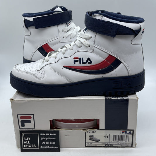 Size 11 - Fila Mens Fx-100 Sneakers White/Navy/Red (1VB90150-125)
