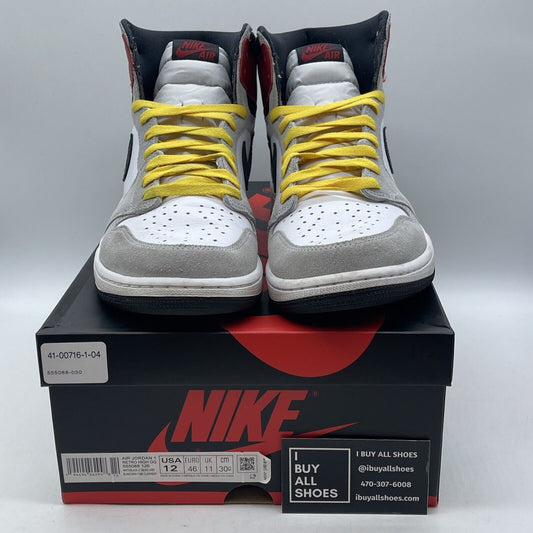 Size 12 - Jordan 1 Retro High OG Smoke Gray Red Suede Leather (555088-126)