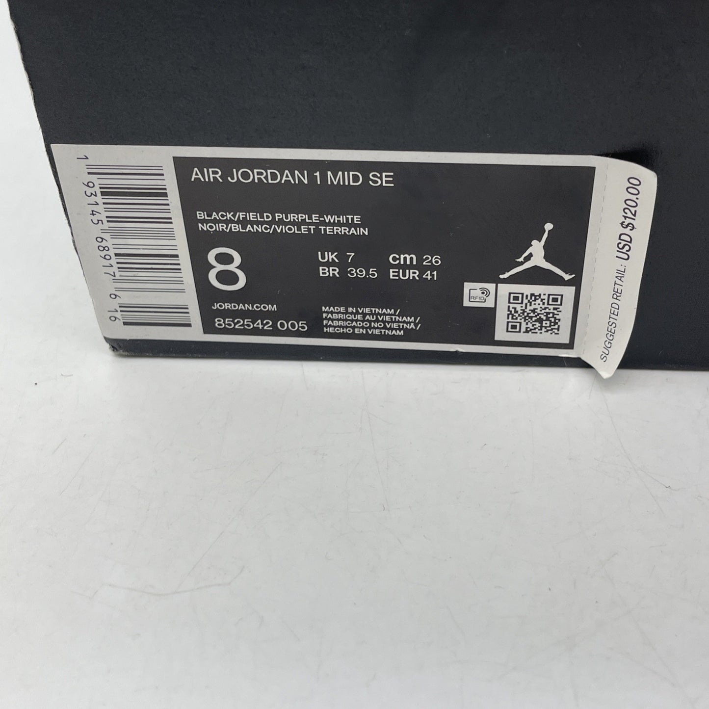 Size 8 - Air Jordan 1 SE Mid Rivals Black White Suede Leather (852542-005)
