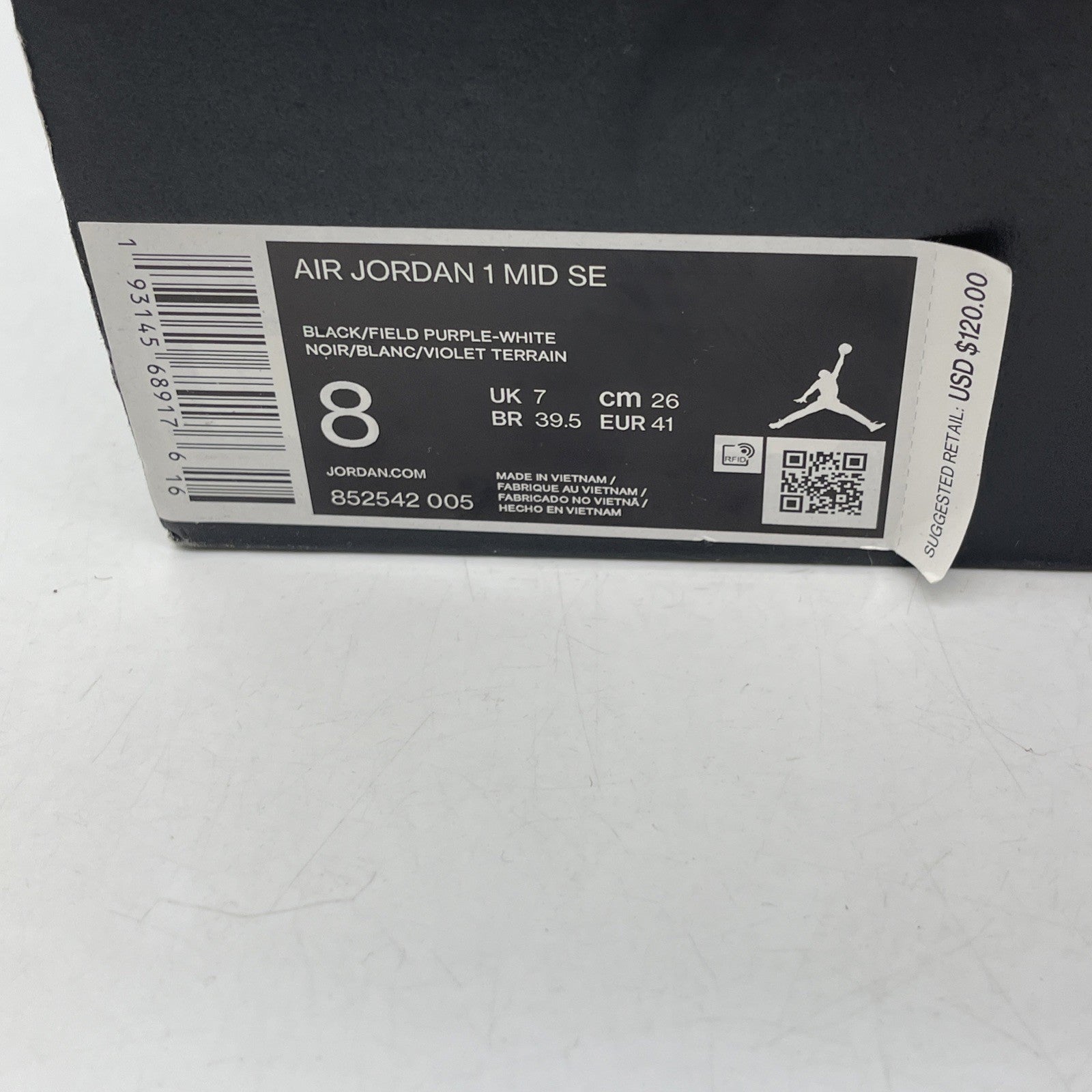 Size 8 - Air Jordan 1 SE Mid Rivals Black White Suede Leather (852542-005)