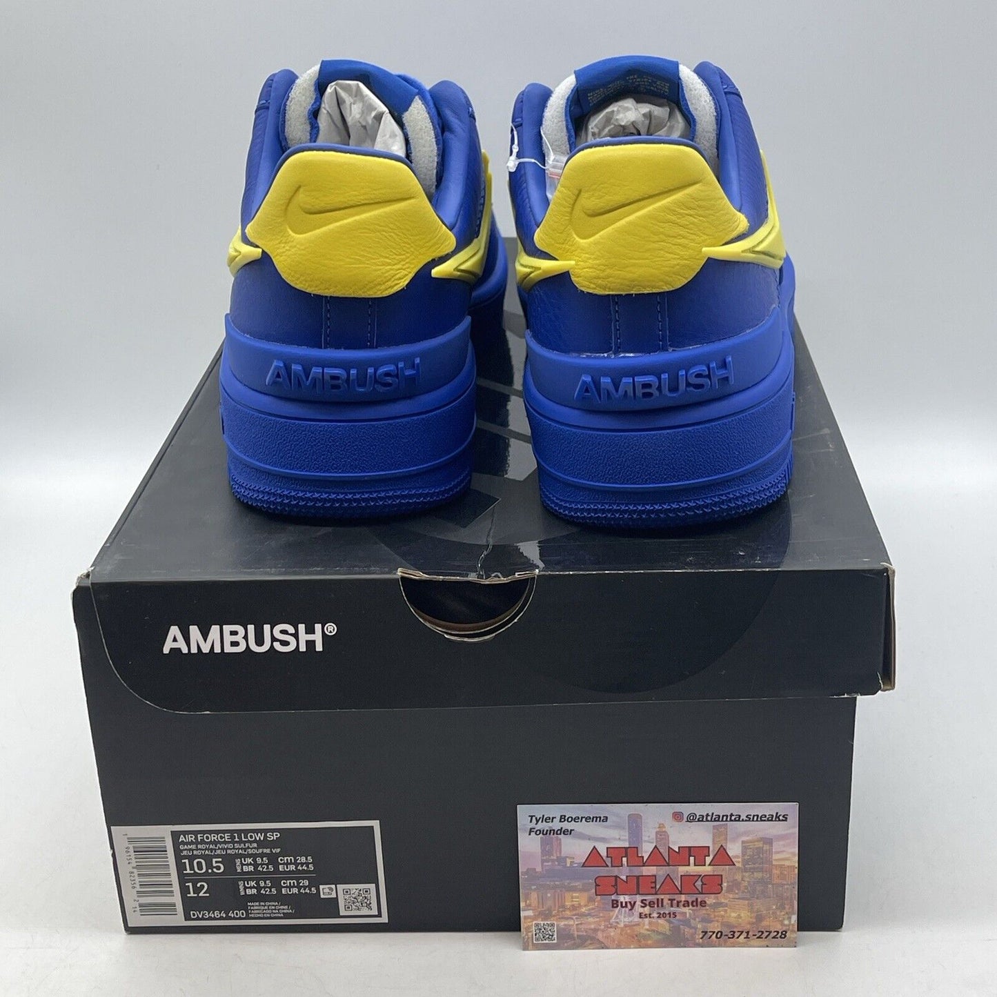 Size 10.5 - Nike AMBUSH x Air Force 1 Low Game Royal Blue Yellow (DV3464-400)