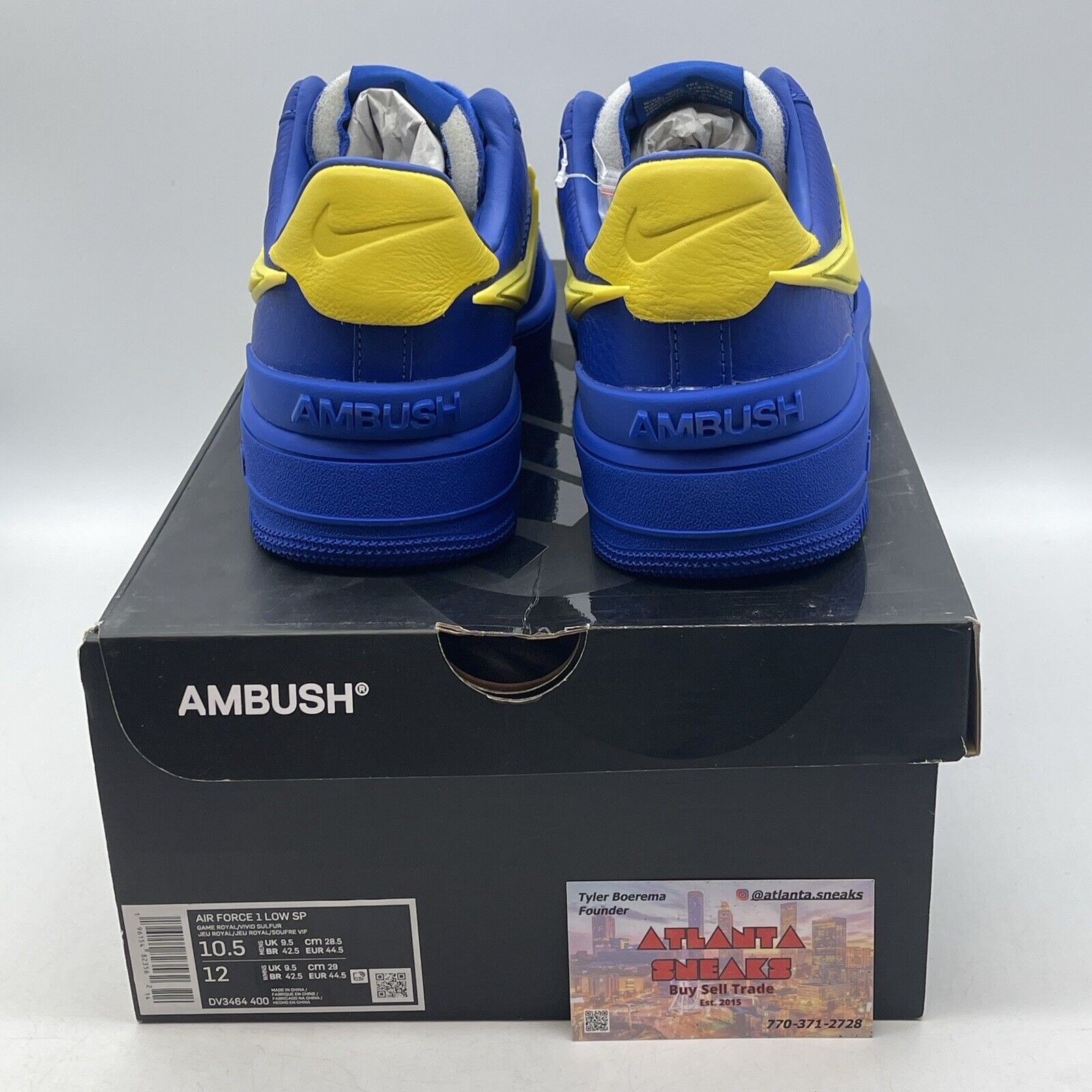 Size 10.5 - Nike AMBUSH x Air Force 1 Low Game Royal Blue Yellow (DV3464-400)