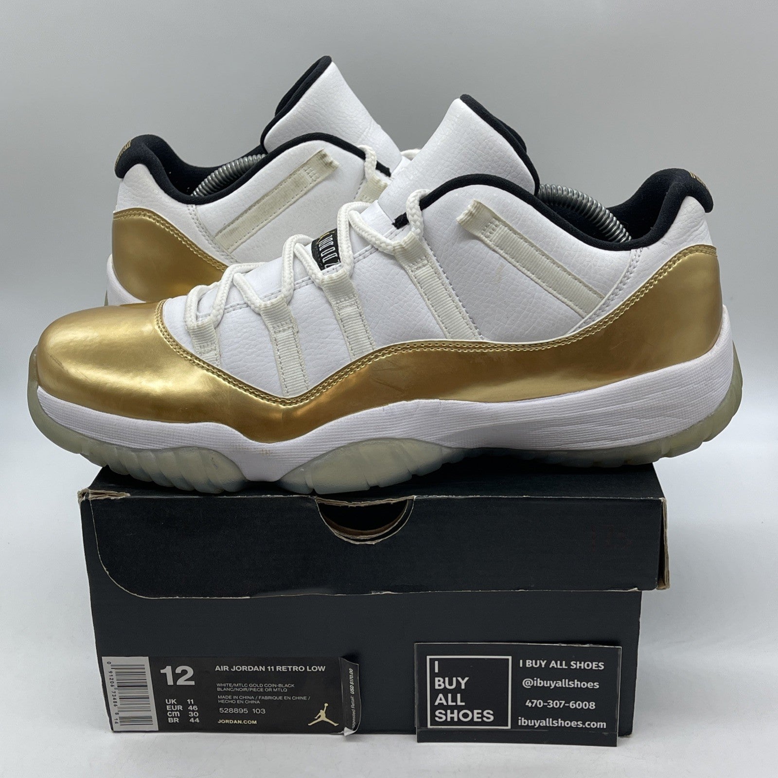 Size 12 - Air Jordan 11 Retro Low Closing Ceremony Gold Leather (528895-103)