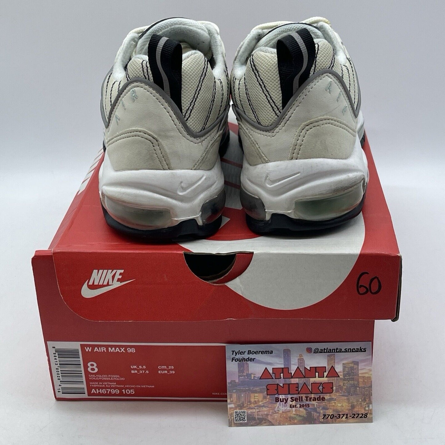 Size 8W - Nike Air Max 98 Igloo Tan White Black Suede Leather (AH6799-105)