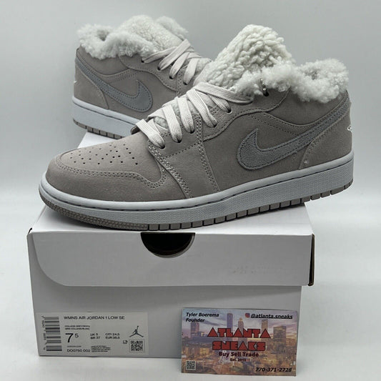 Nike Air Jordan 1 Low SE Sherpa Fleece Neutral Grey White DO0750 002 Size 7.5